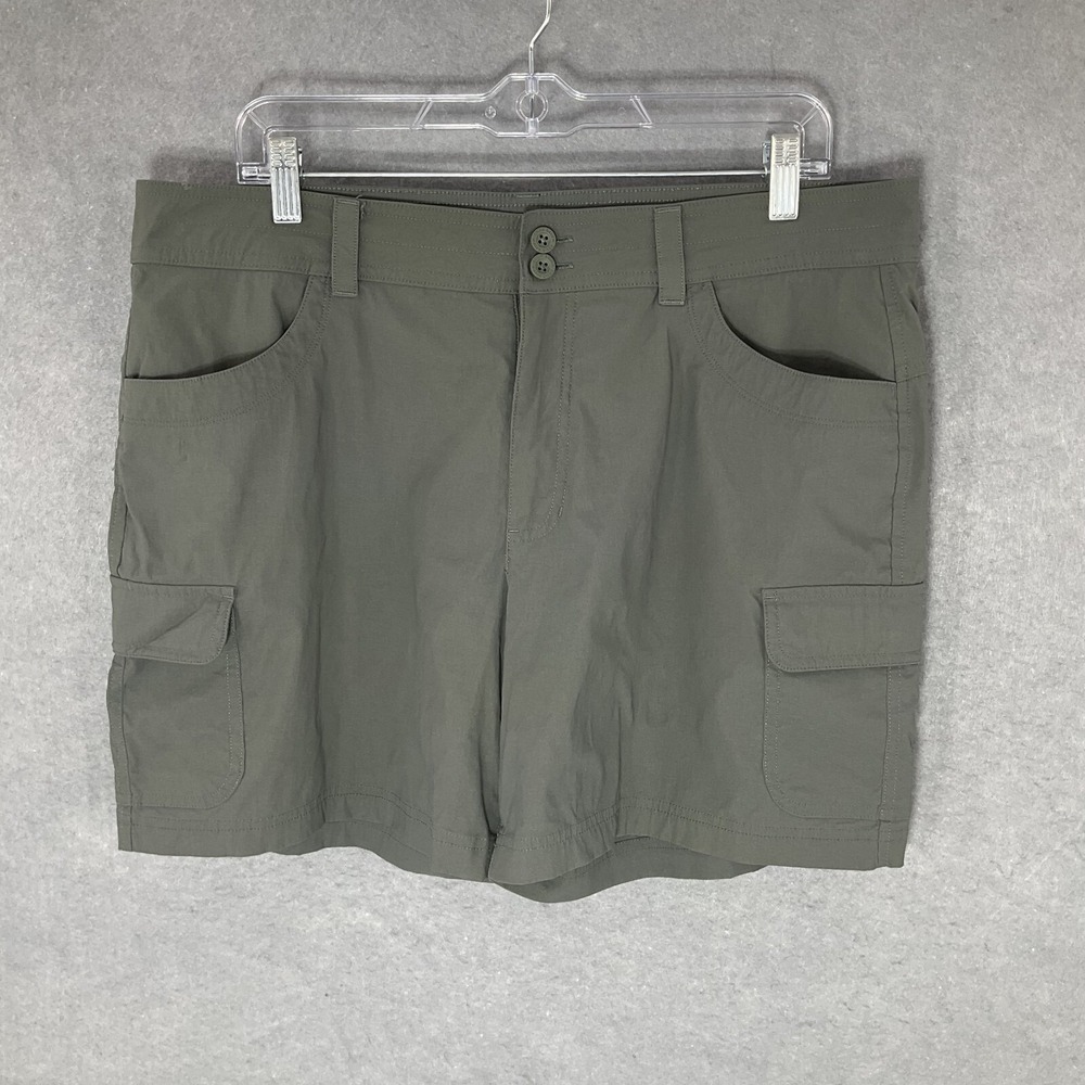 Eddie Bauer Shorts Womens 14‎ Olive Green High Rise Cargo Utility Hiking Outdoor